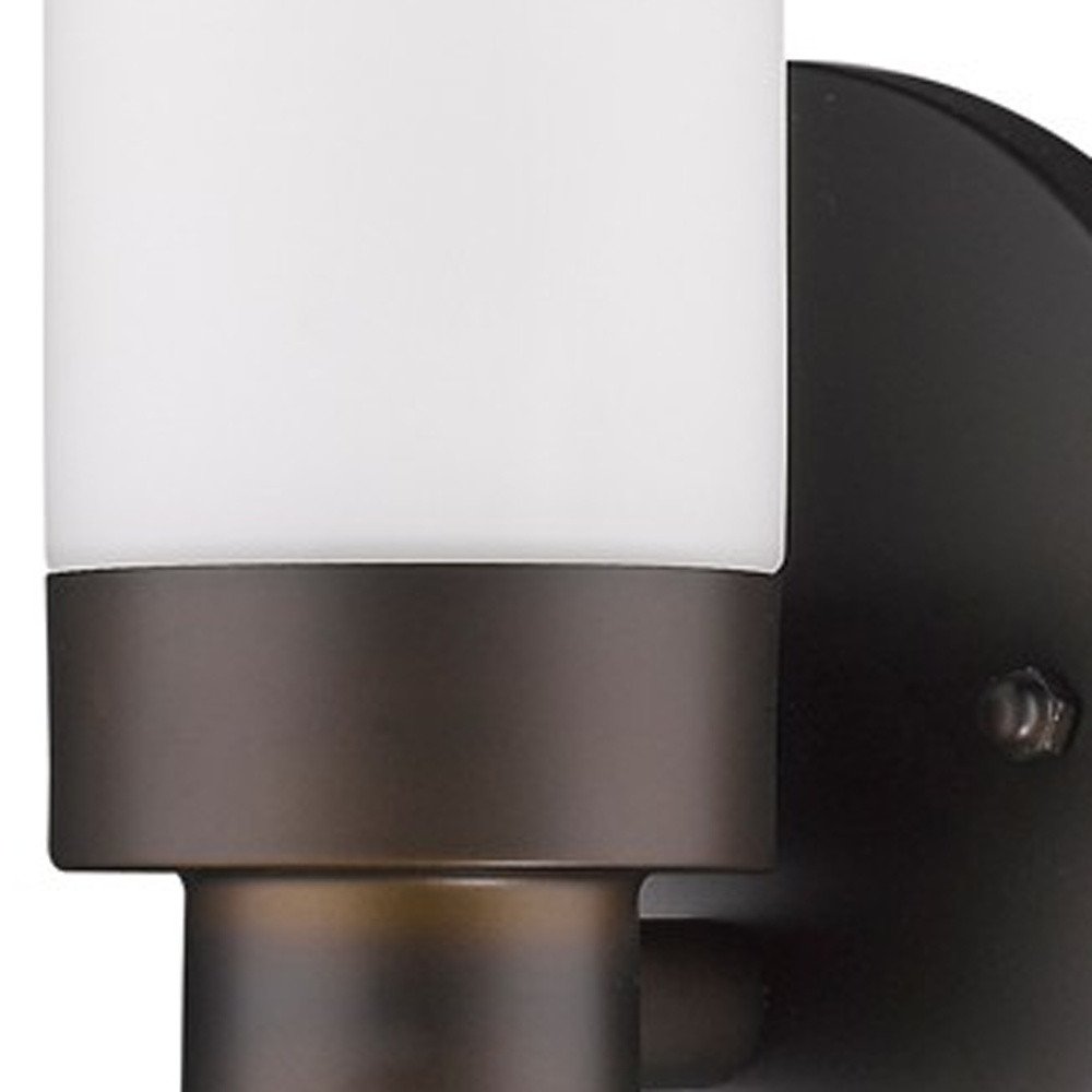 Matte Black Wall Light with Narrow Frosted Glass Shade