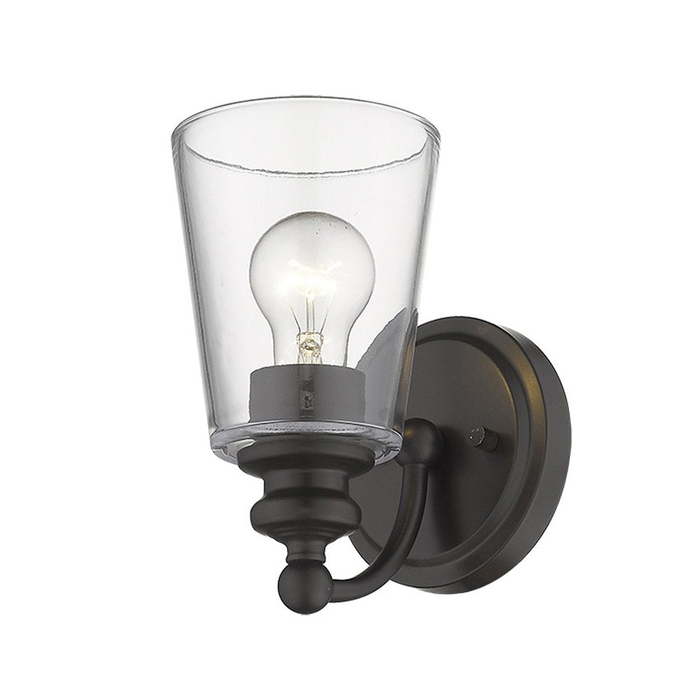 One Light Matte Black Glass Shade Wall Sconce