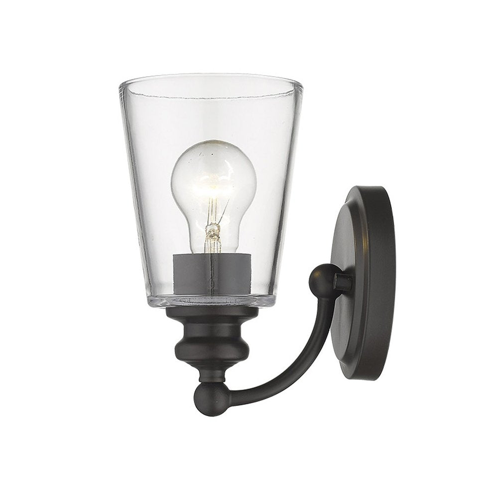 One Light Matte Black Glass Shade Wall Sconce