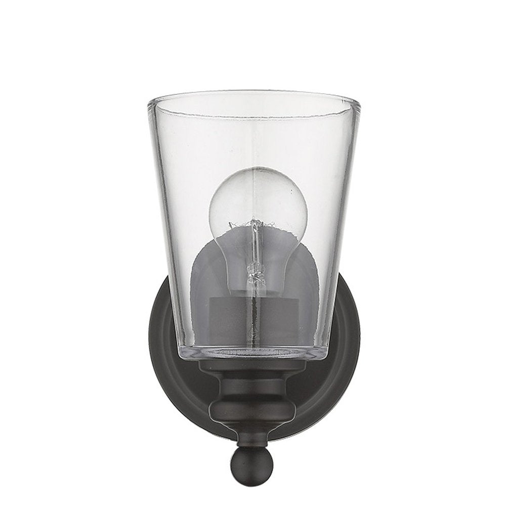 One Light Matte Black Glass Shade Wall Sconce