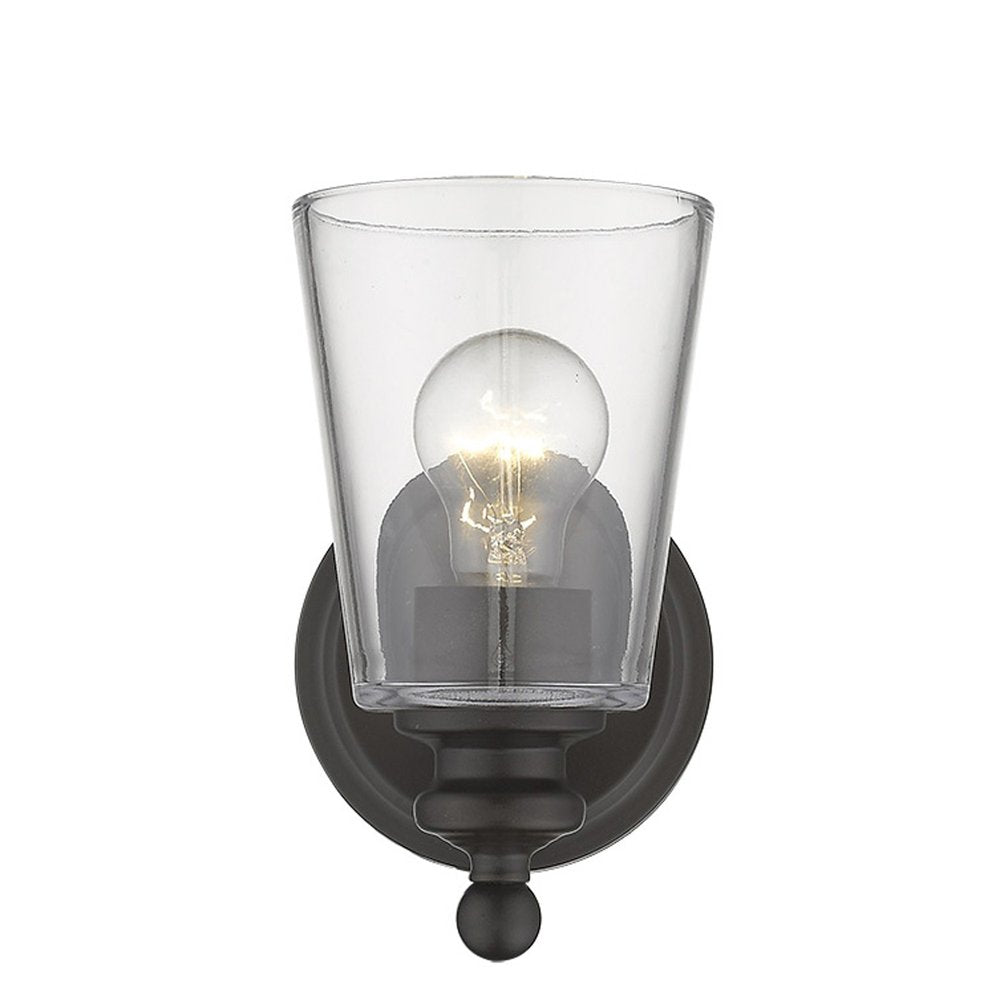 One Light Matte Black Glass Shade Wall Sconce