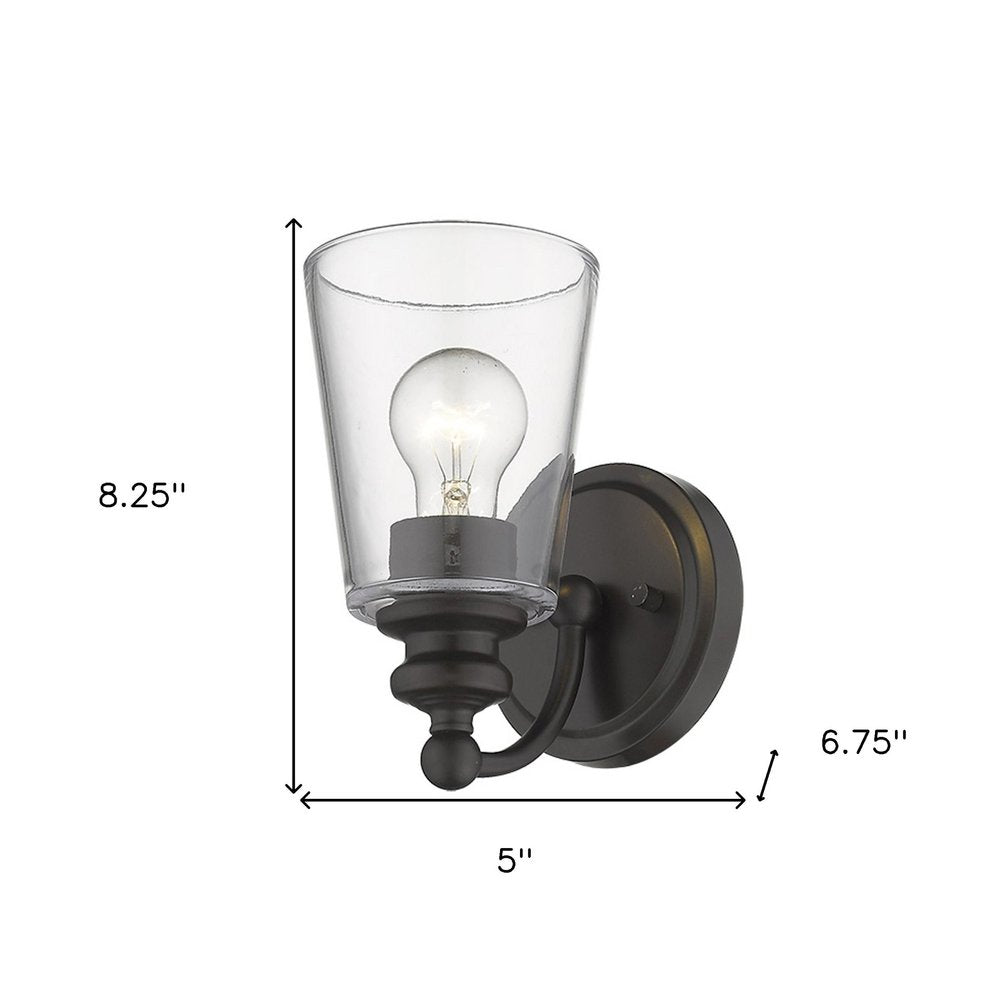 One Light Matte Black Glass Shade Wall Sconce