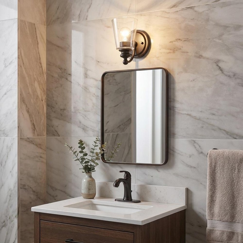 One Light Matte Black Glass Shade Wall Sconce
