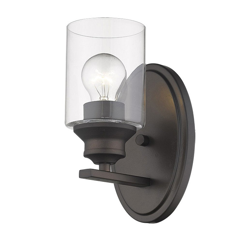 One Light Matte Black Wall Light with Clear Glass Shade