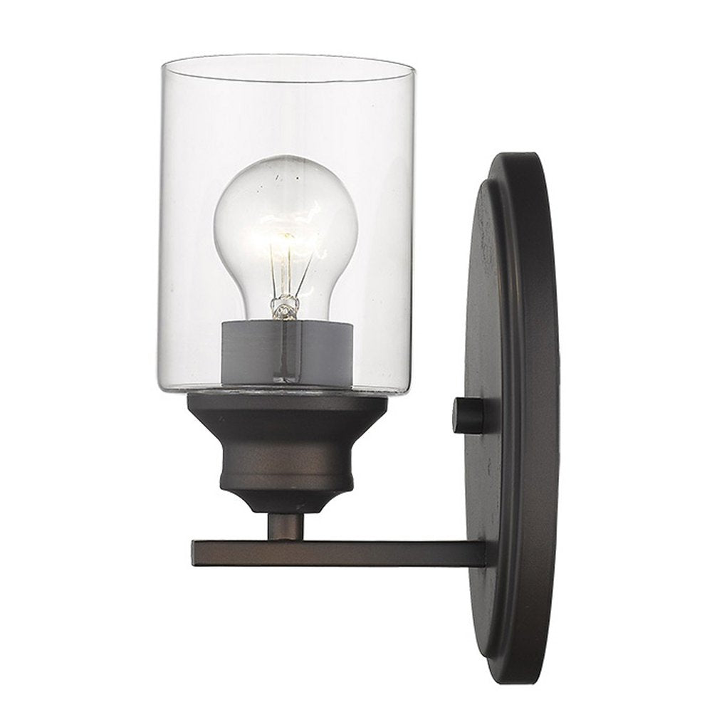 One Light Matte Black Wall Light with Clear Glass Shade
