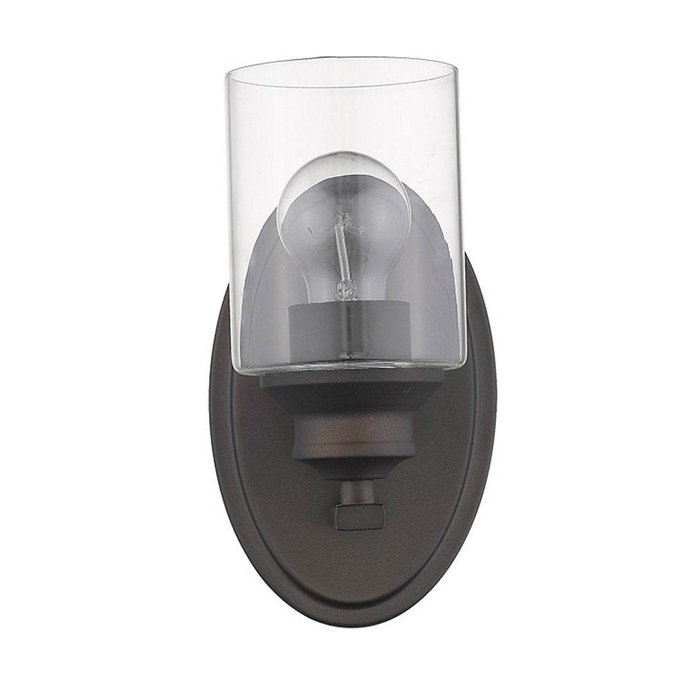 One Light Matte Black Wall Light with Clear Glass Shade