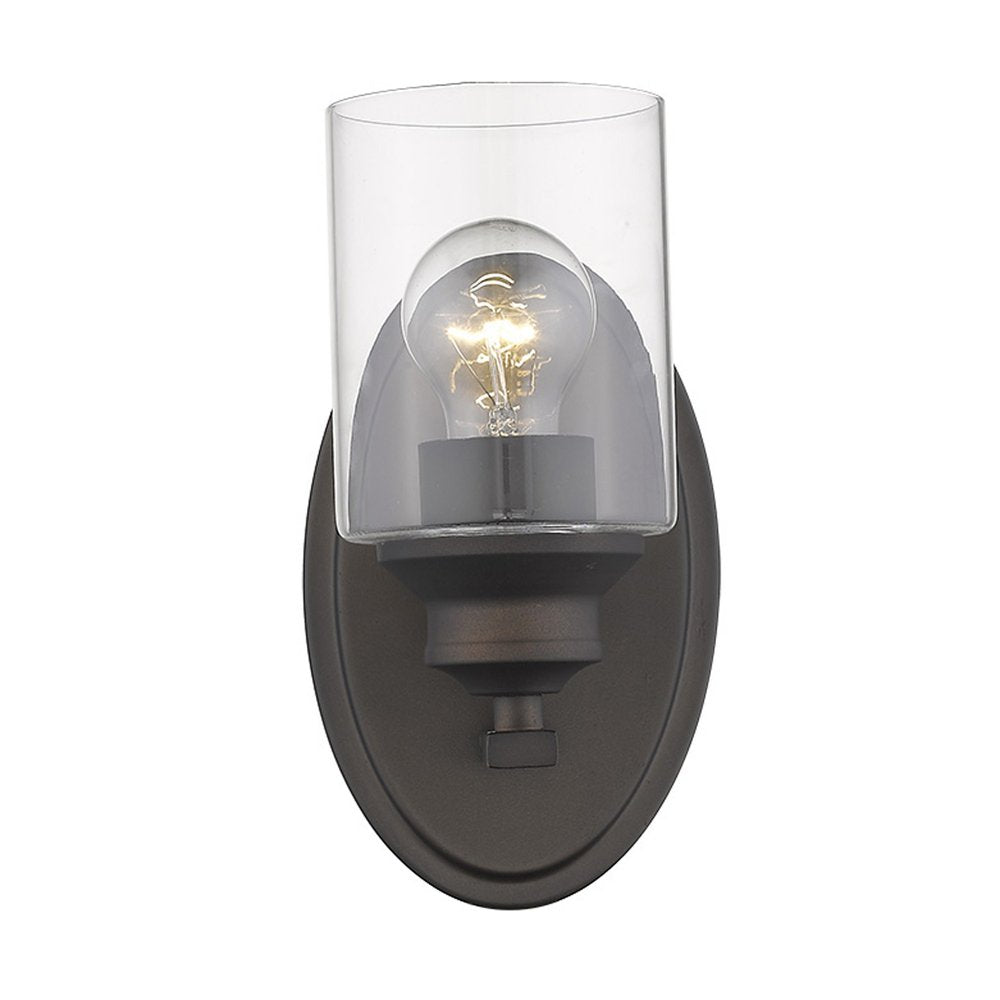 One Light Matte Black Wall Light with Clear Glass Shade