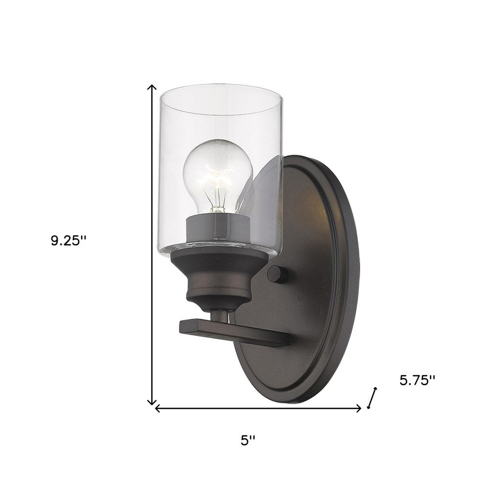 One Light Matte Black Wall Light with Clear Glass Shade