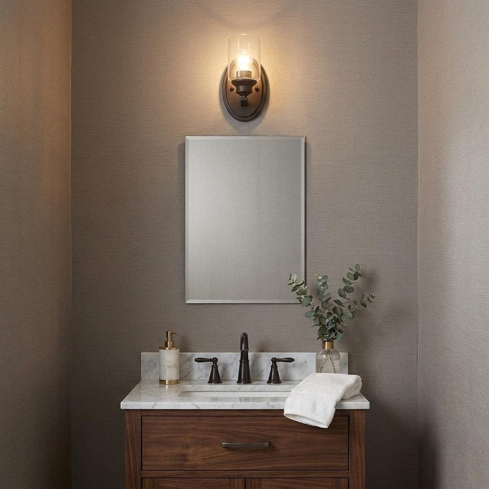 One Light Matte Black Wall Light with Clear Glass Shade