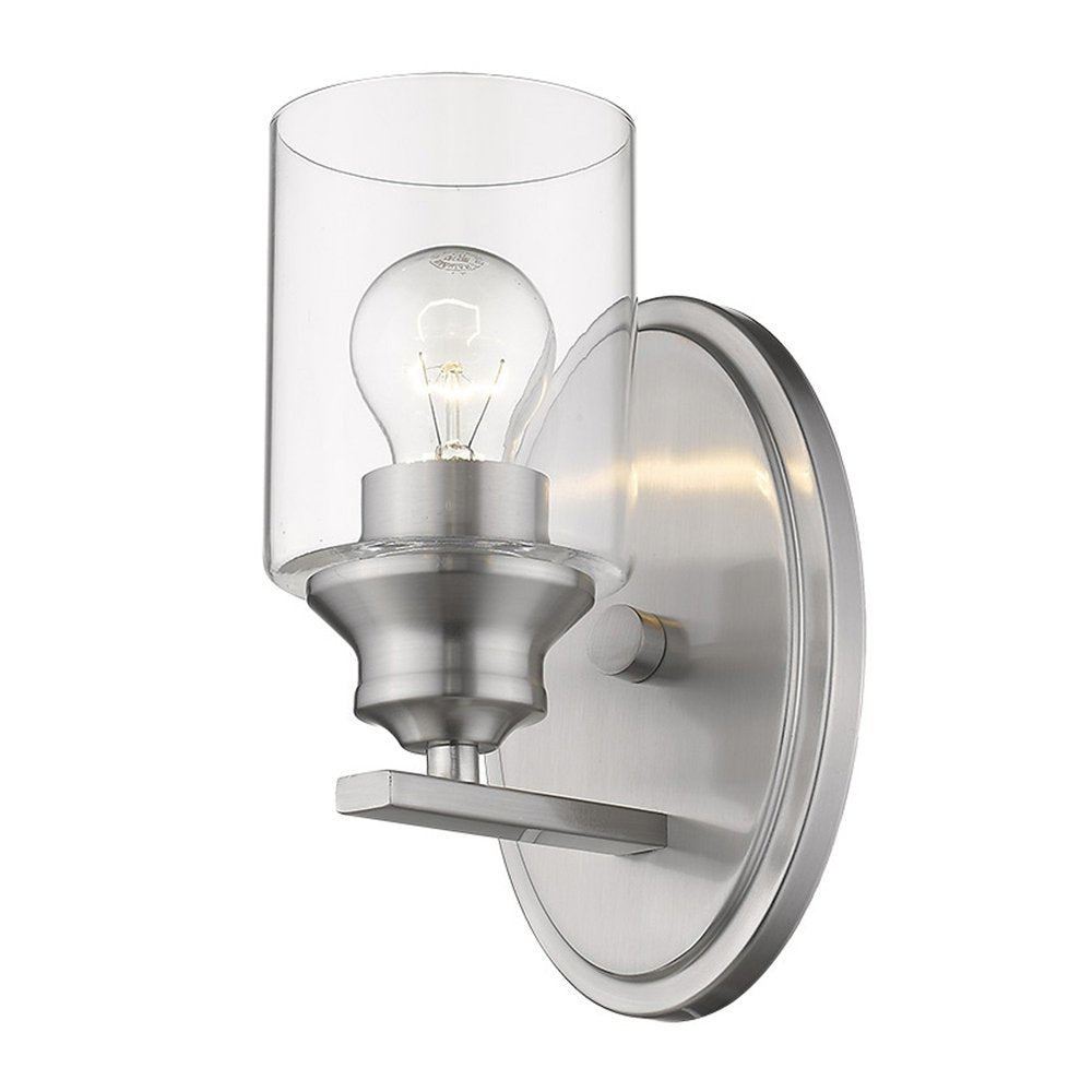One Light Matte Black Wall Light with Clear Glass Shade