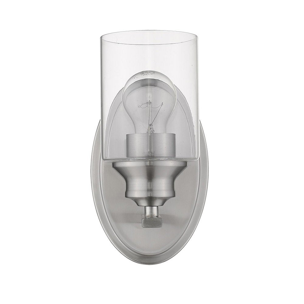 One Light Matte Black Wall Light with Clear Glass Shade