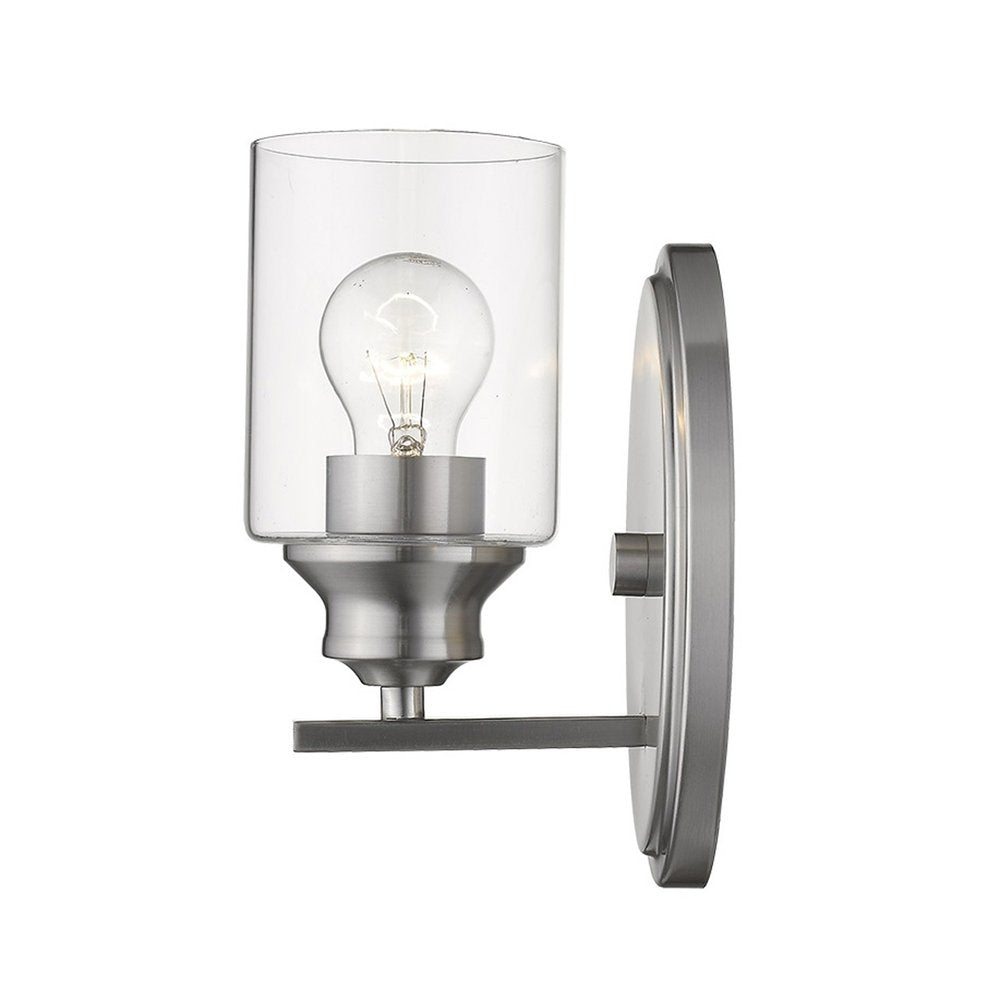 One Light Matte Black Wall Light with Clear Glass Shade