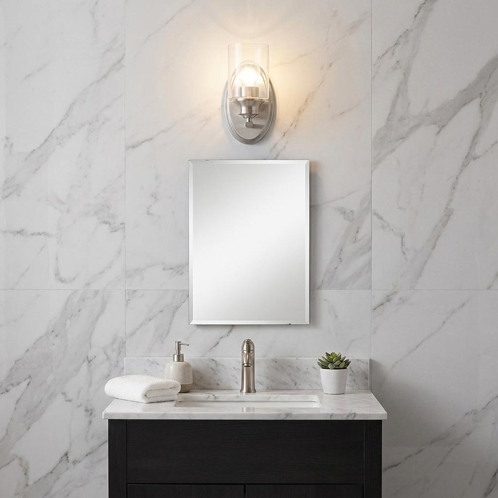 One Light Matte Black Wall Light with Clear Glass Shade
