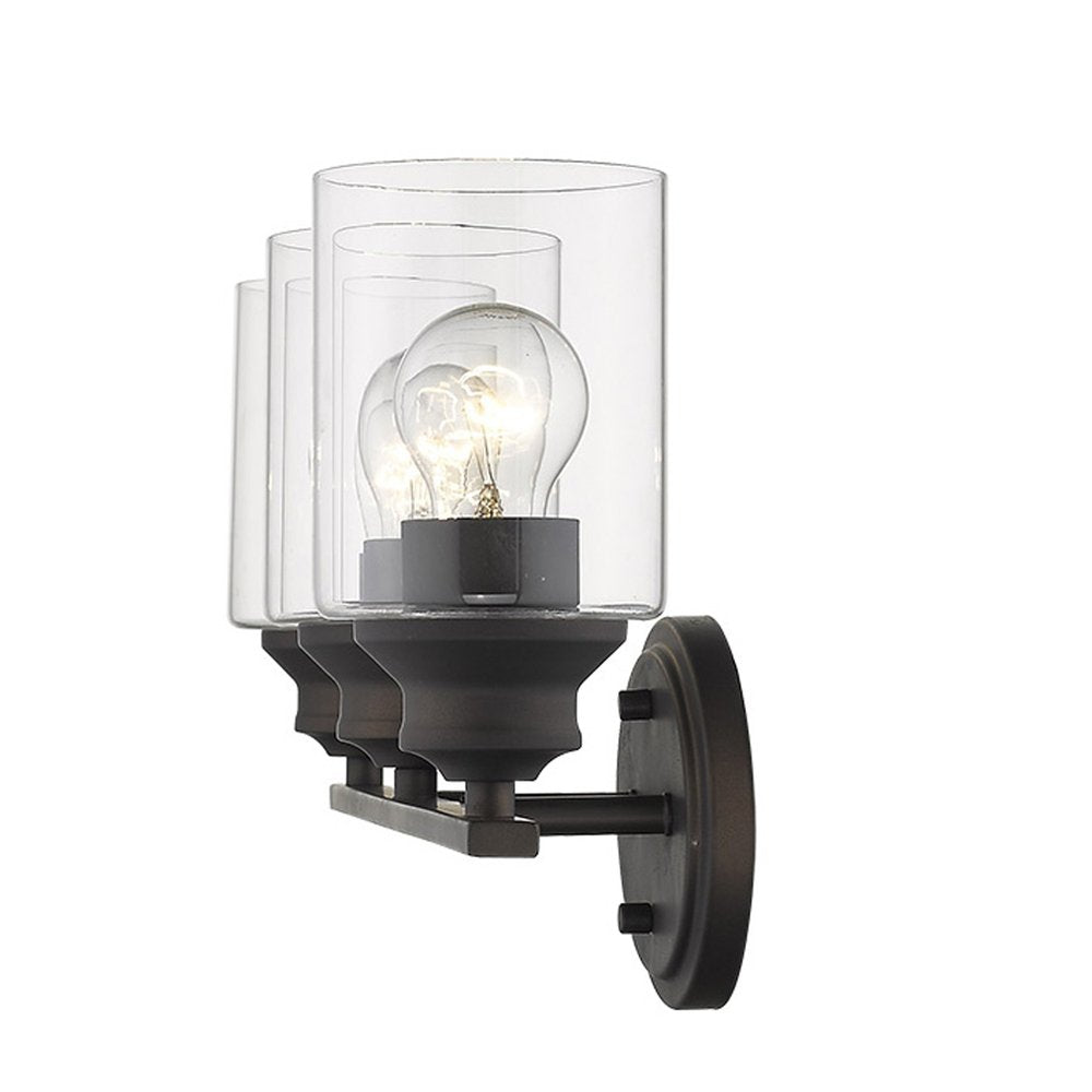 10" Black And Clear Metal and Glass Vanity Flush Mounted Sconce