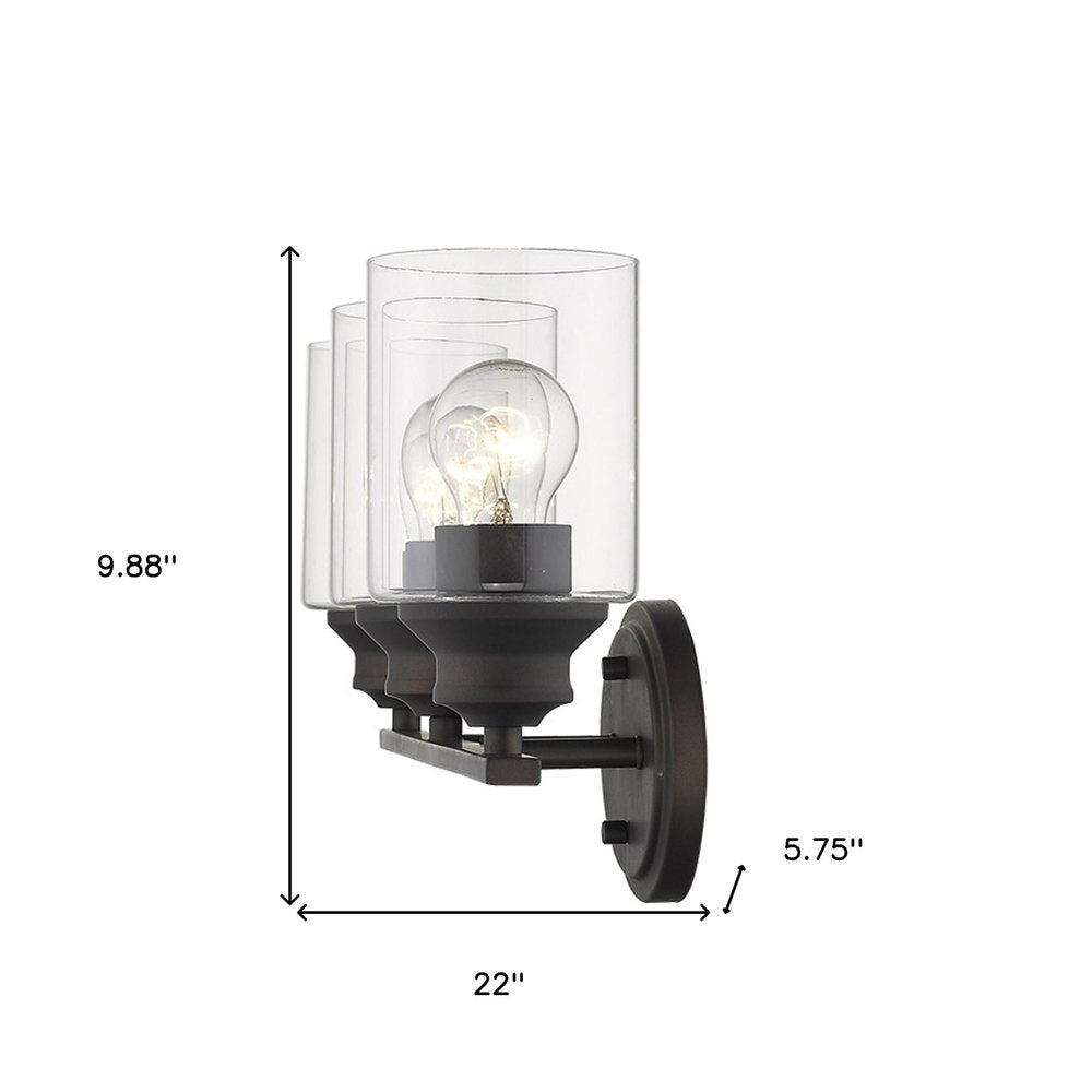 10" Black And Clear Metal and Glass Vanity Flush Mounted Sconce