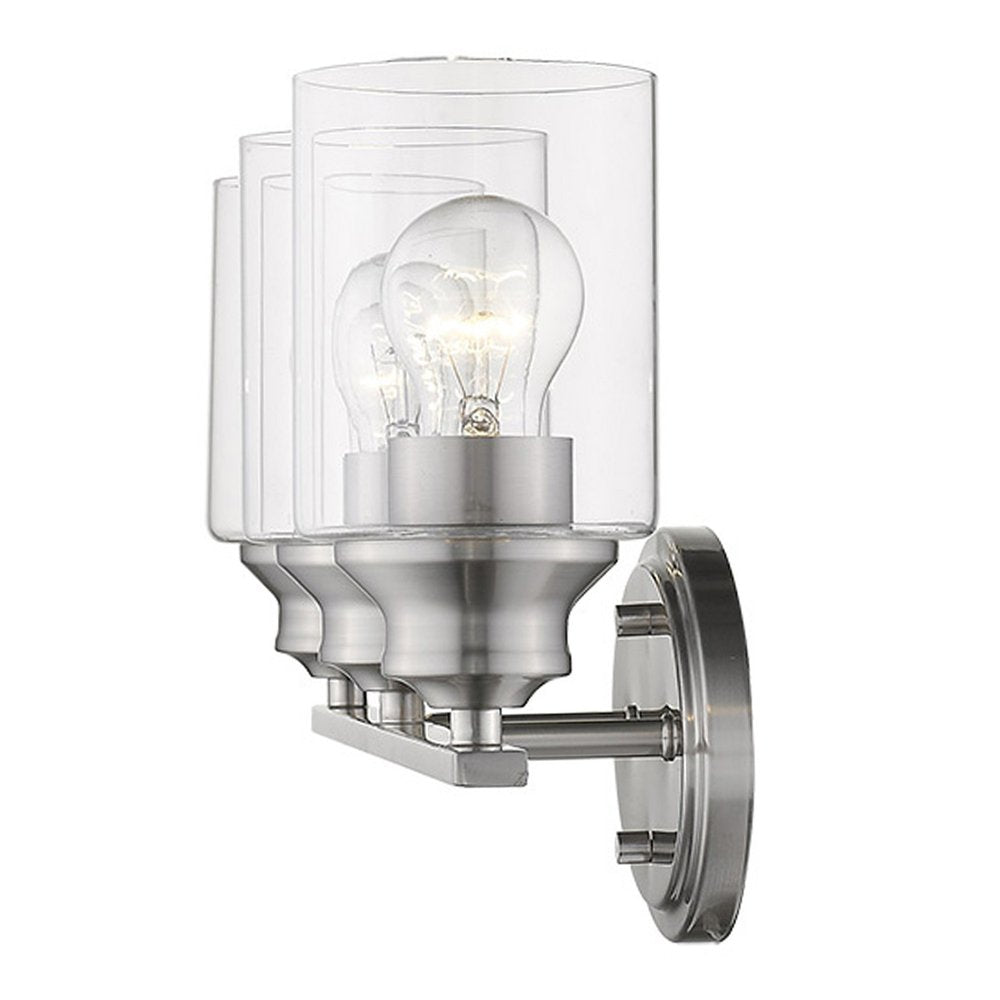10" Black And Clear Metal and Glass Vanity Flush Mounted Sconce