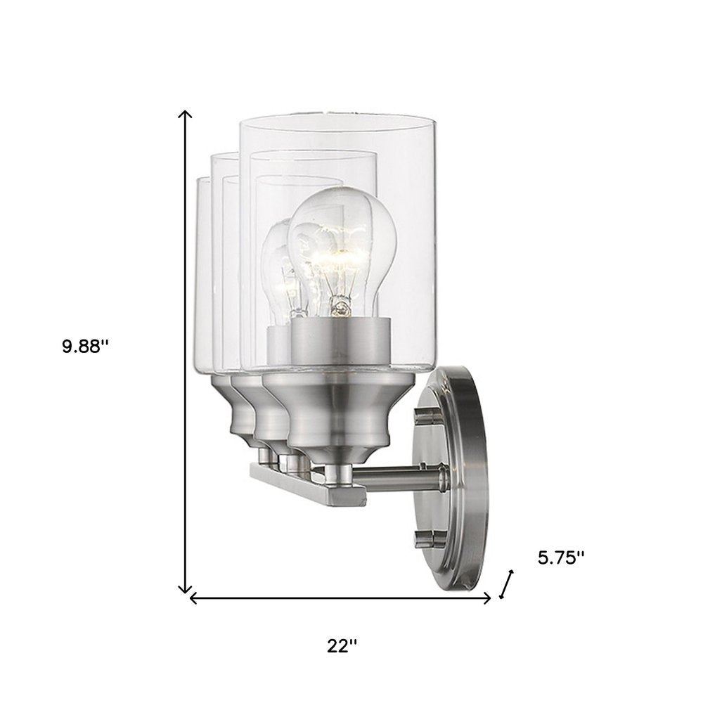 10" Black And Clear Metal and Glass Vanity Flush Mounted Sconce