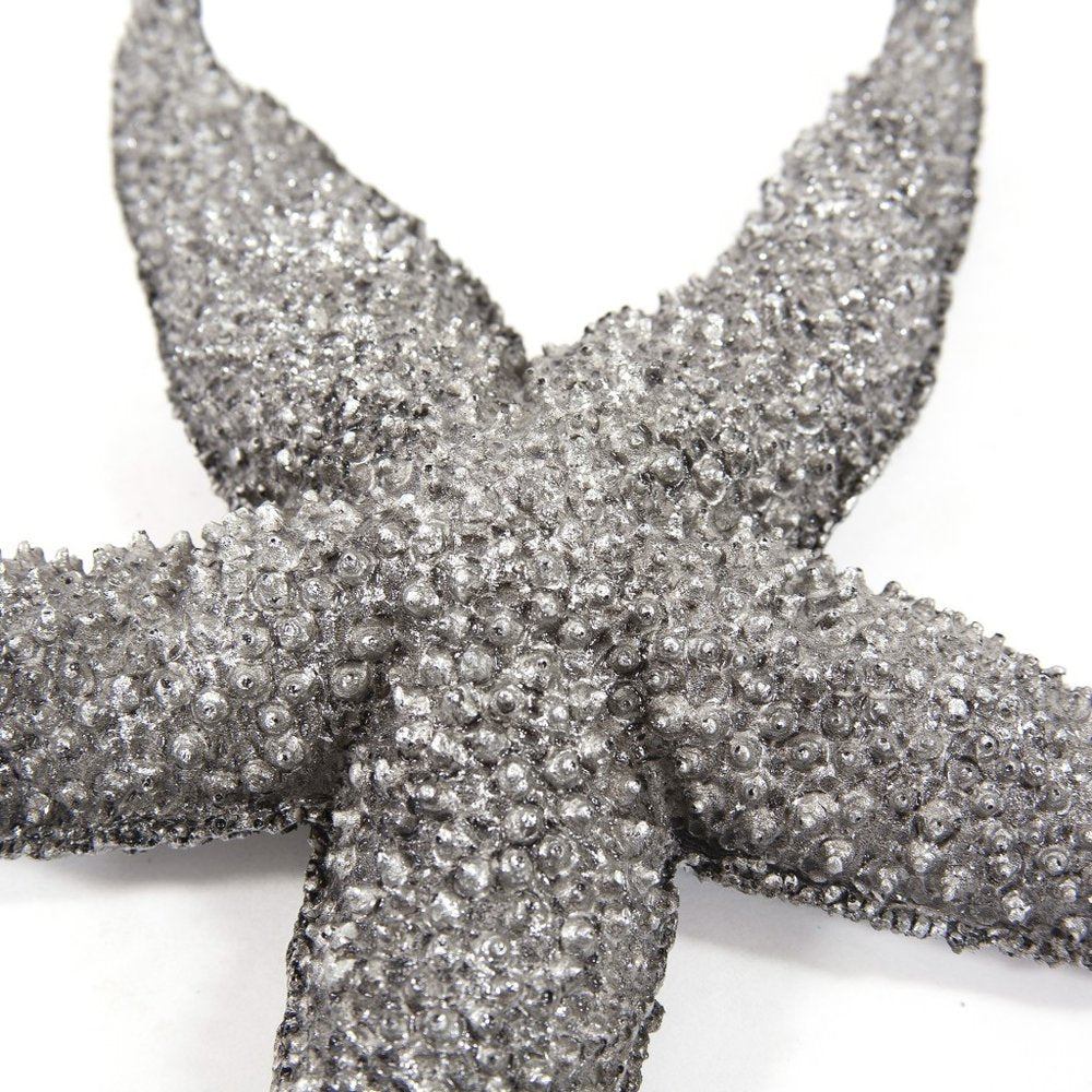15" Antiqued Silver Resin Starfish Hanging Dimensional Sculpture