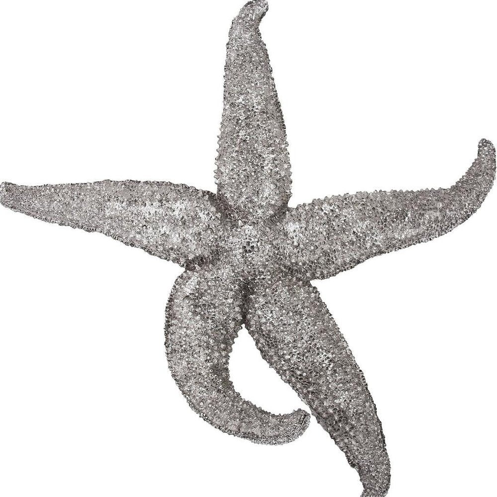 15" Antiqued Silver Resin Starfish Hanging Dimensional Sculpture