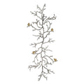 44" Silver And Gold Aluminum Branches And Birds Hanging Dimensional Sculpture