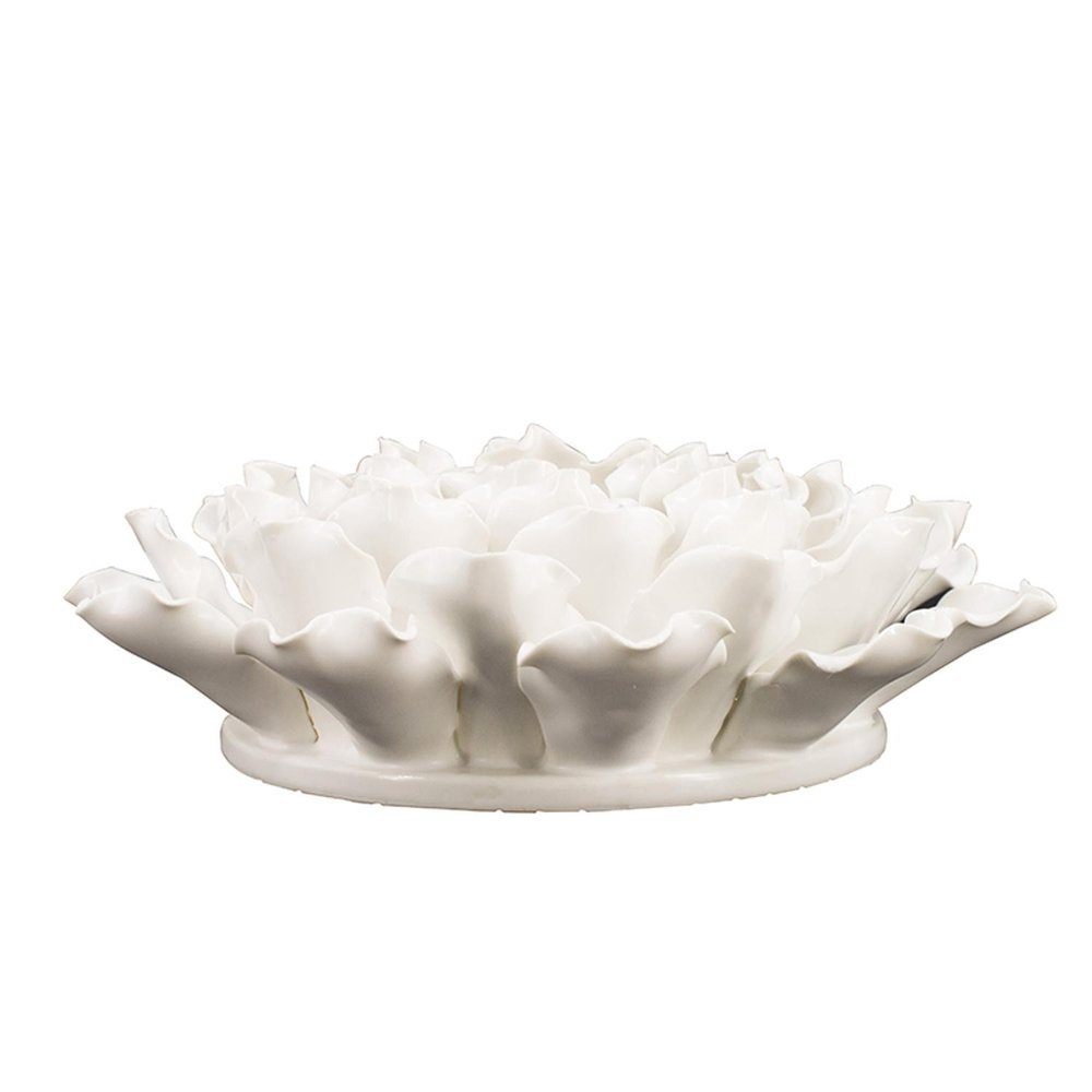 9" Off White Ceramic Flower Hanging Dimensional Sculpture