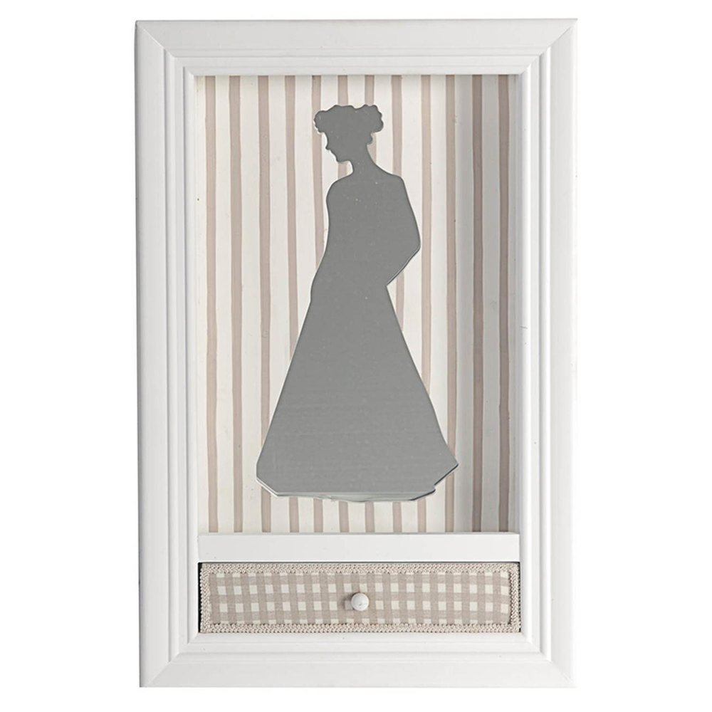 19" X 12" White Glass And Wood Mother Framed Art