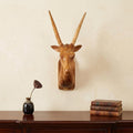 28" Brown Solid Wood Elk Head Hanging Dimensional Sculpture