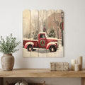 20" X 16" Natural And Red Christmas Wood Plank Hanging Wall Decor