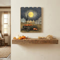 20" X 15" Black And Orange Wood Plank Autumn Harvest Moon Hanging Dimensional Sculpture