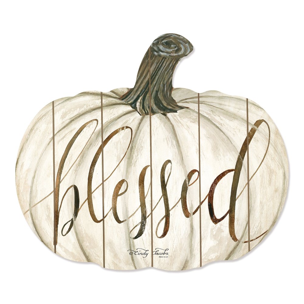 15" X 17" Brown And Ivory Pumpkin Wood Plank Hanging Wall Decor