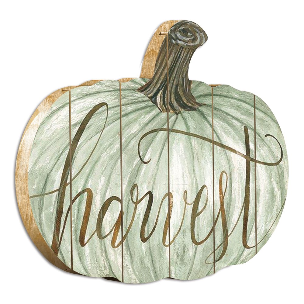 15" X 17" Brown And Green Wood Harvest Pumpkin Hanging Dimensional Sculpture