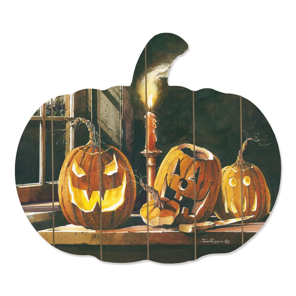 15" X 17" Black And Orange Halloween Wood Hanging Dimensional Sculpture