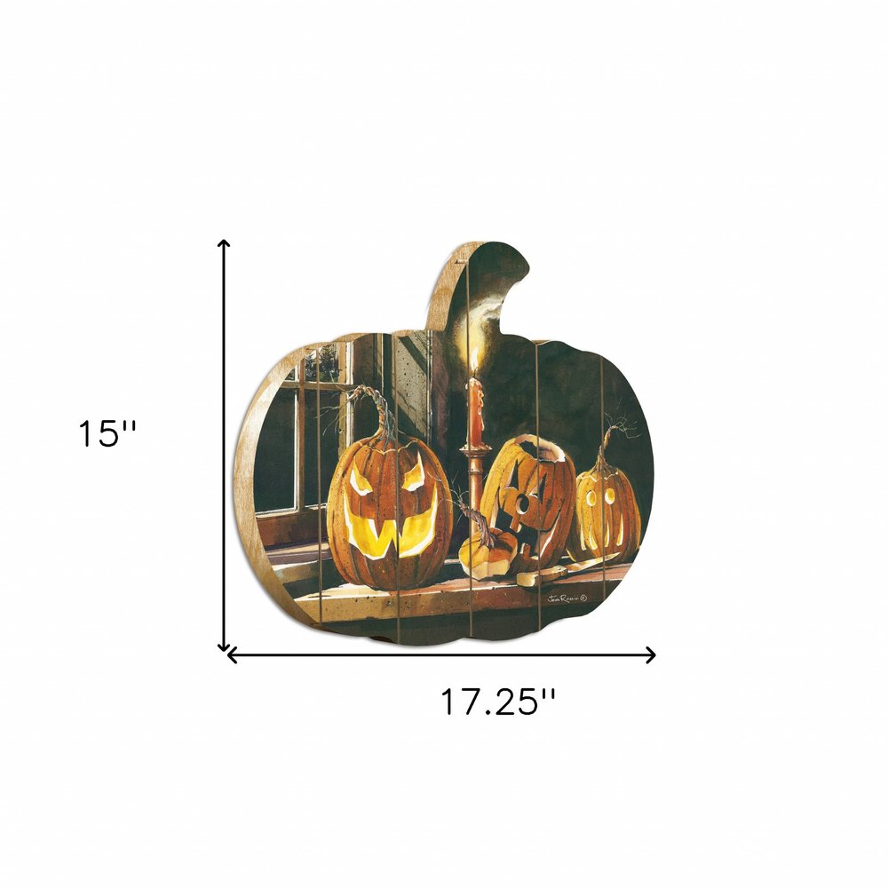 15" X 17" Black And Orange Halloween Wood Hanging Dimensional Sculpture