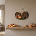 15" X 17" Black And Orange Wood Happy Halloween Pumpkin Hanging Dimensional Sculpture