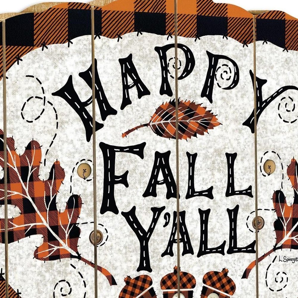 15" X 17" Black And Orange Wood Happy Fall Yall Pumpkin Hanging Dimensional Sculpture