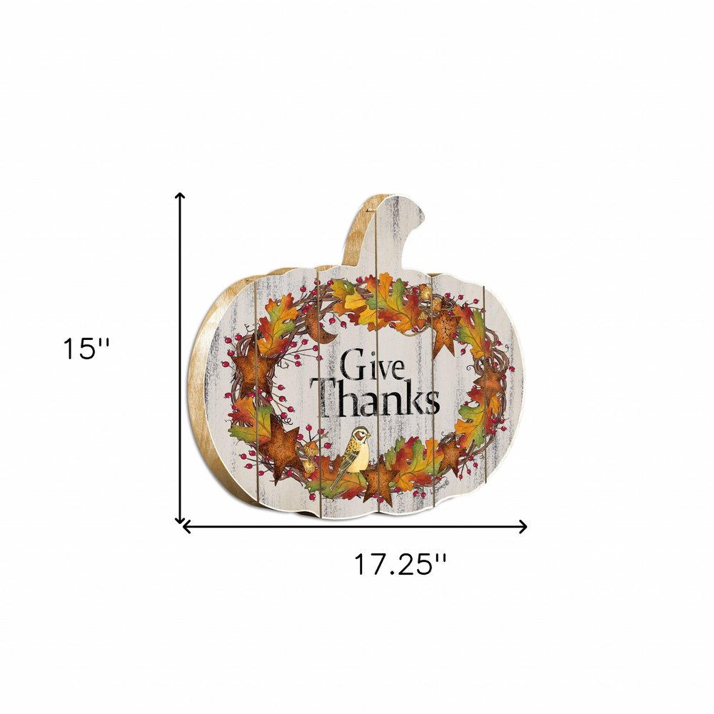 15" X 17" Black And White Pumpkin Wood Plank Hanging Wall Decor