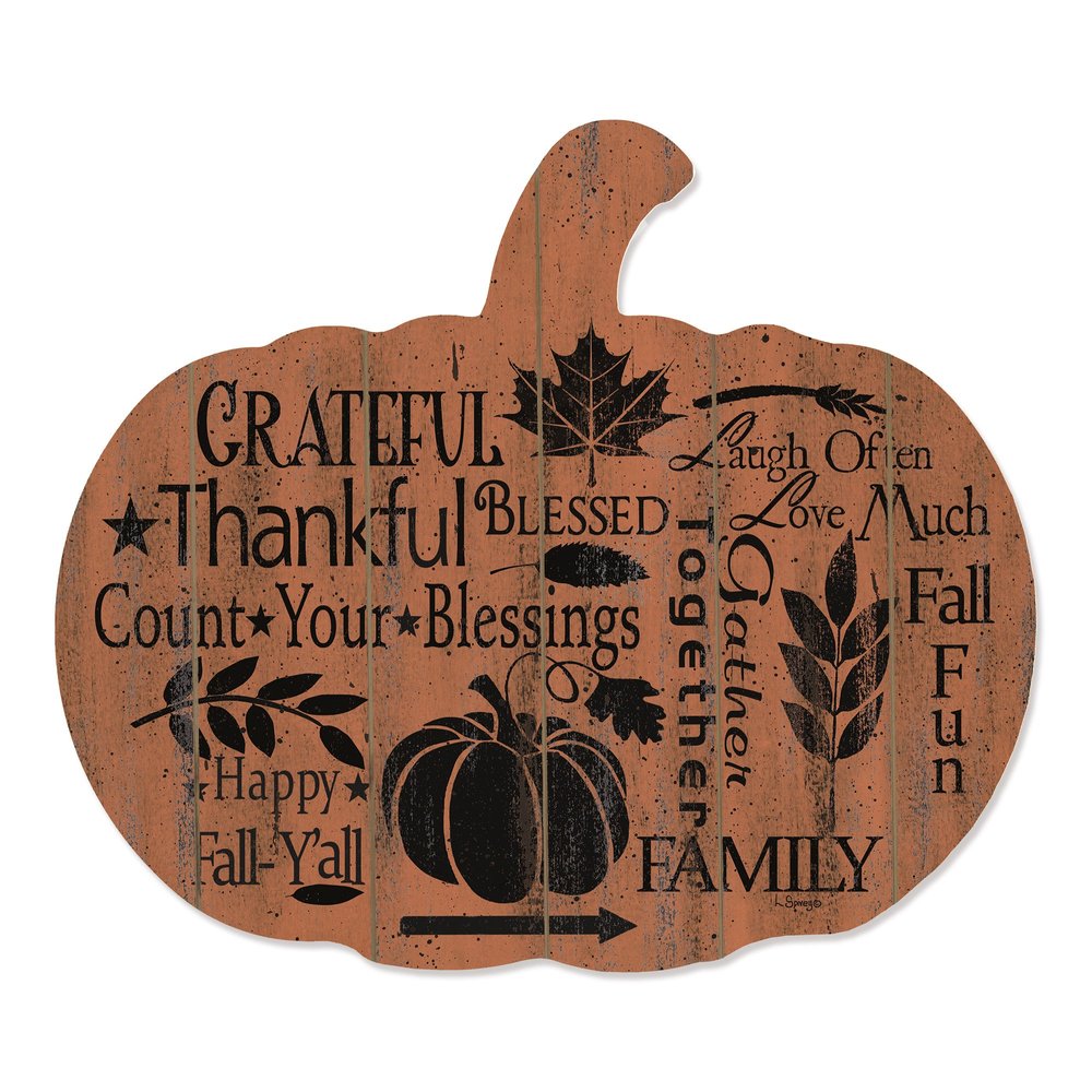 15" X 17" Orange And Black Wood Pumpkin Hanging Dimensional Sculpture