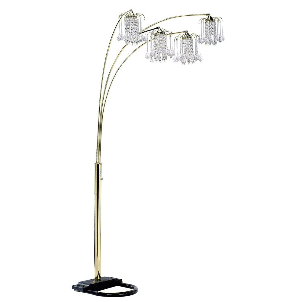 84" Gold Four Light Tree Floor Lamp With Clear Glass Novelty Shade