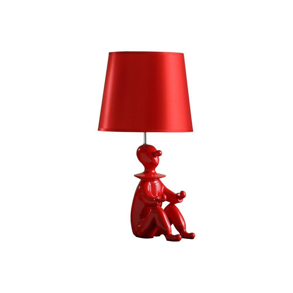 21" Red Bedside Table Lamp With Red Empire Shade