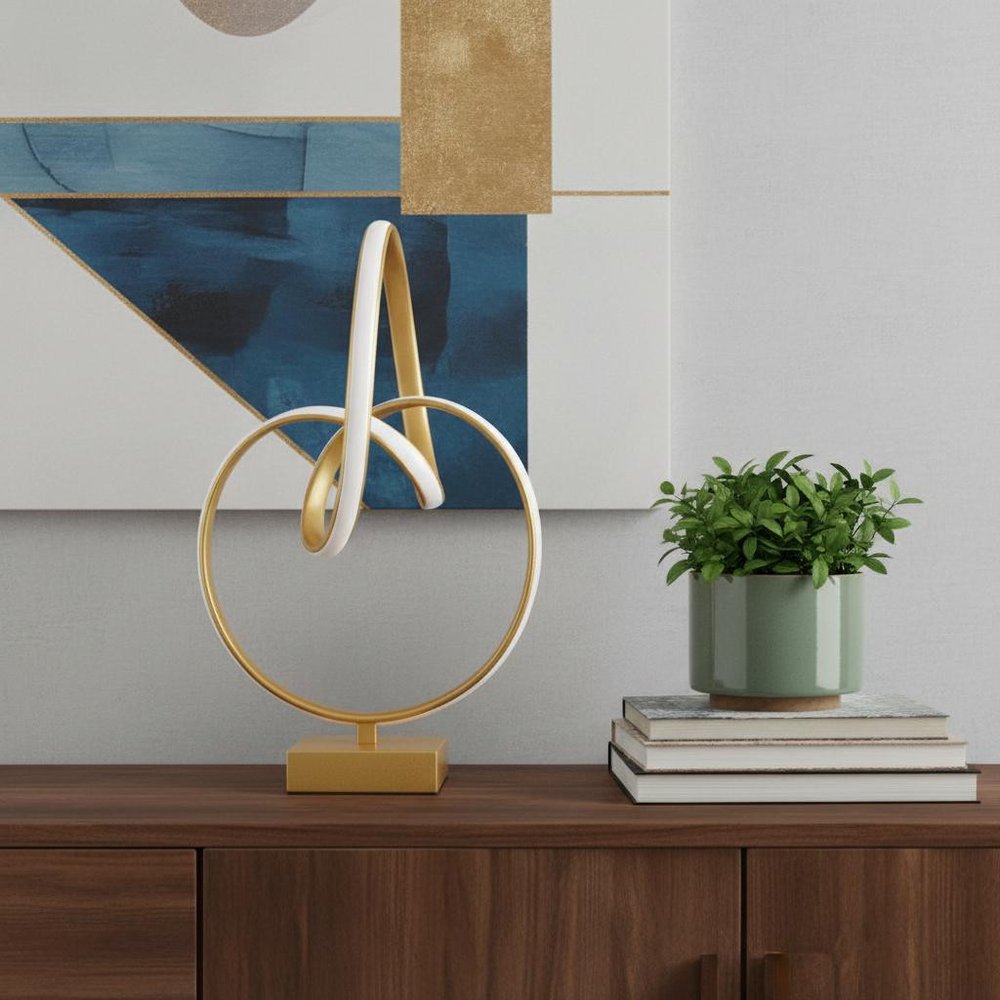 19" Gold Metal Abstract Geo LED Table Lamp