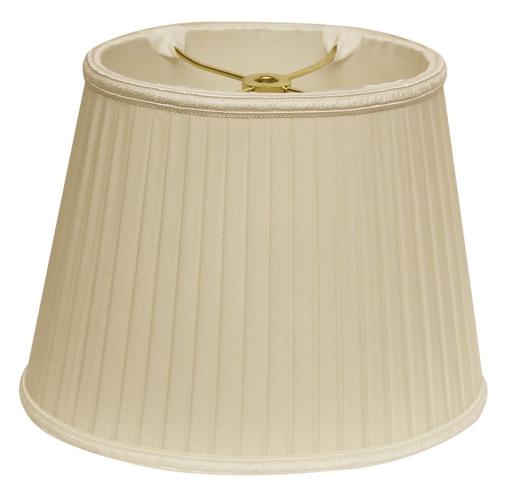 Ivory Shantung Silk Pleated Oval Lamp Shade