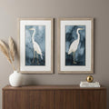 Set of Two Teal Blue Heron Framed Art