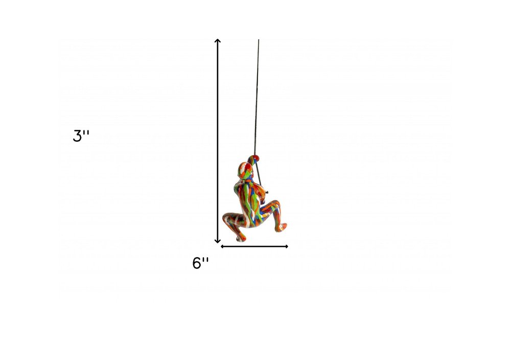 6" X 3" Rainbow Resin Climbing Man Hanging Dimensional Sculpture With Hooks