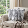 Set Of Two 18" Grey Rabbit Natural Fur Throw Pillows