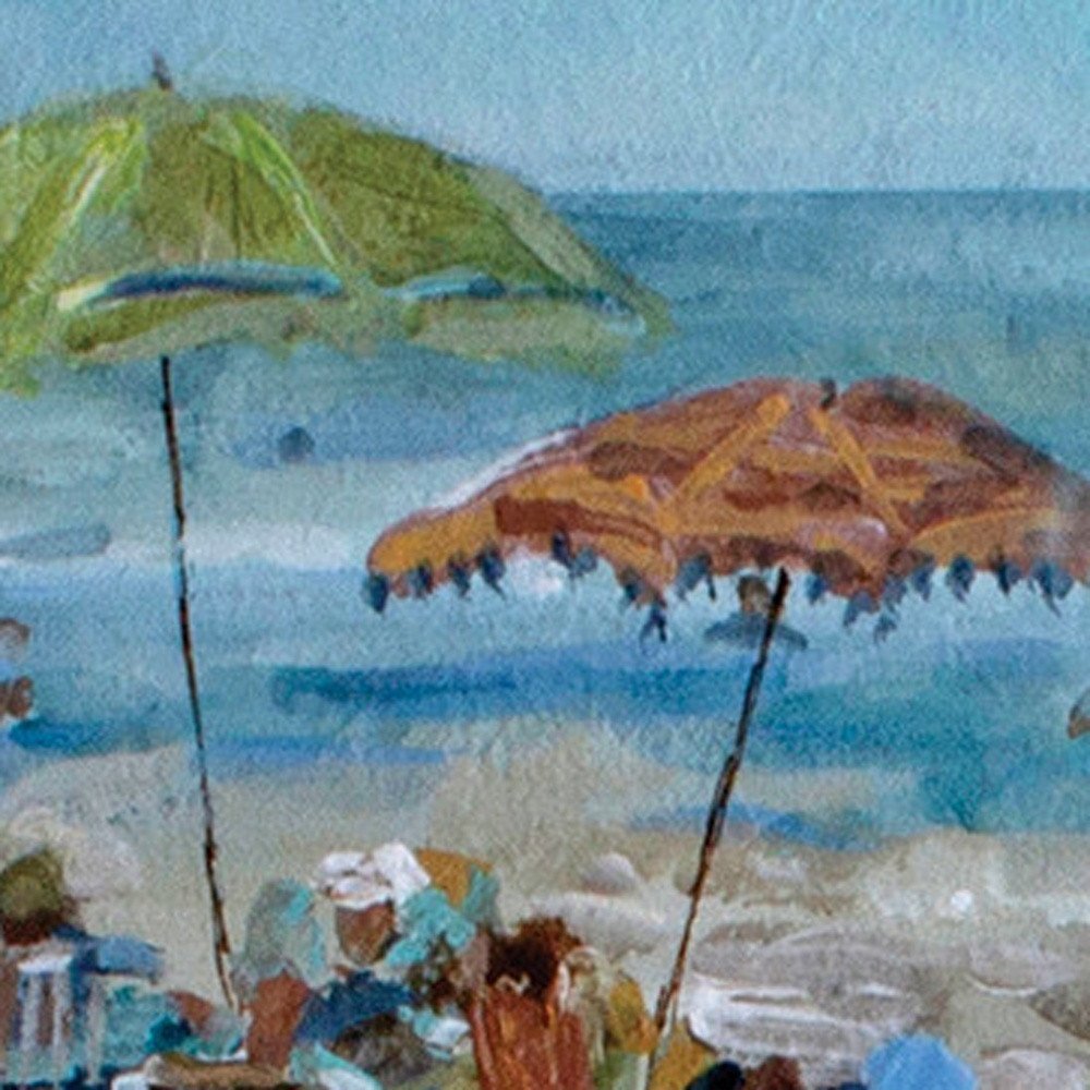 Set of Two Blue Day At The Beach Square Framed Art