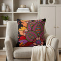 20" Black and Orange Cotton Throw Pillow With Embroidery