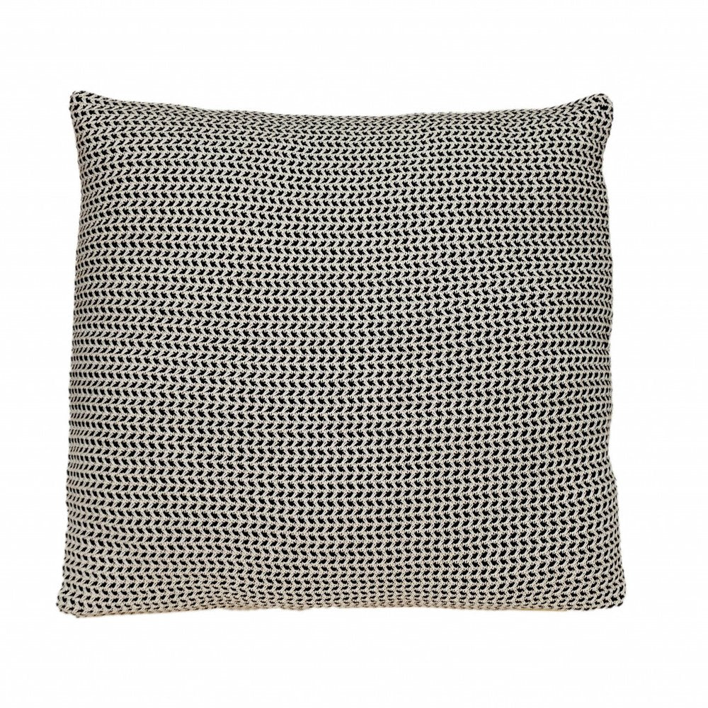 20" Beige And Black Chevron Cotton Throw Pillow