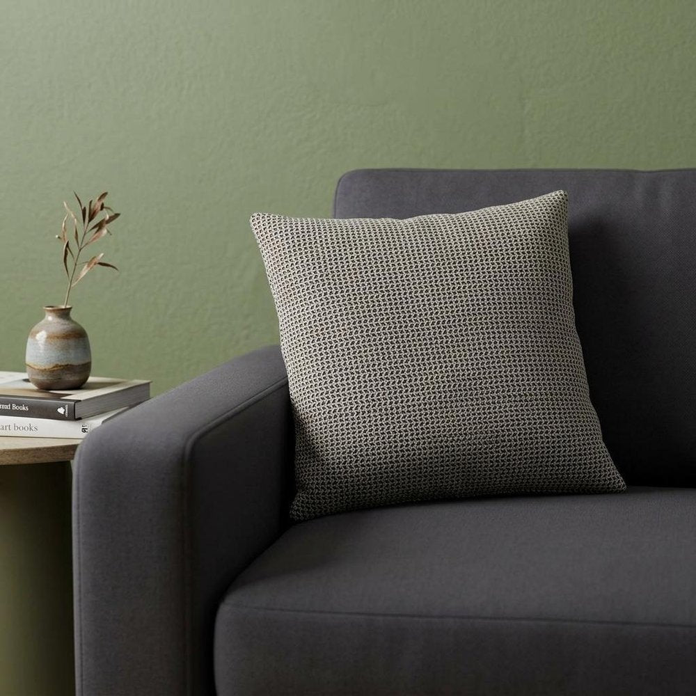 20" Beige And Black Chevron Cotton Throw Pillow