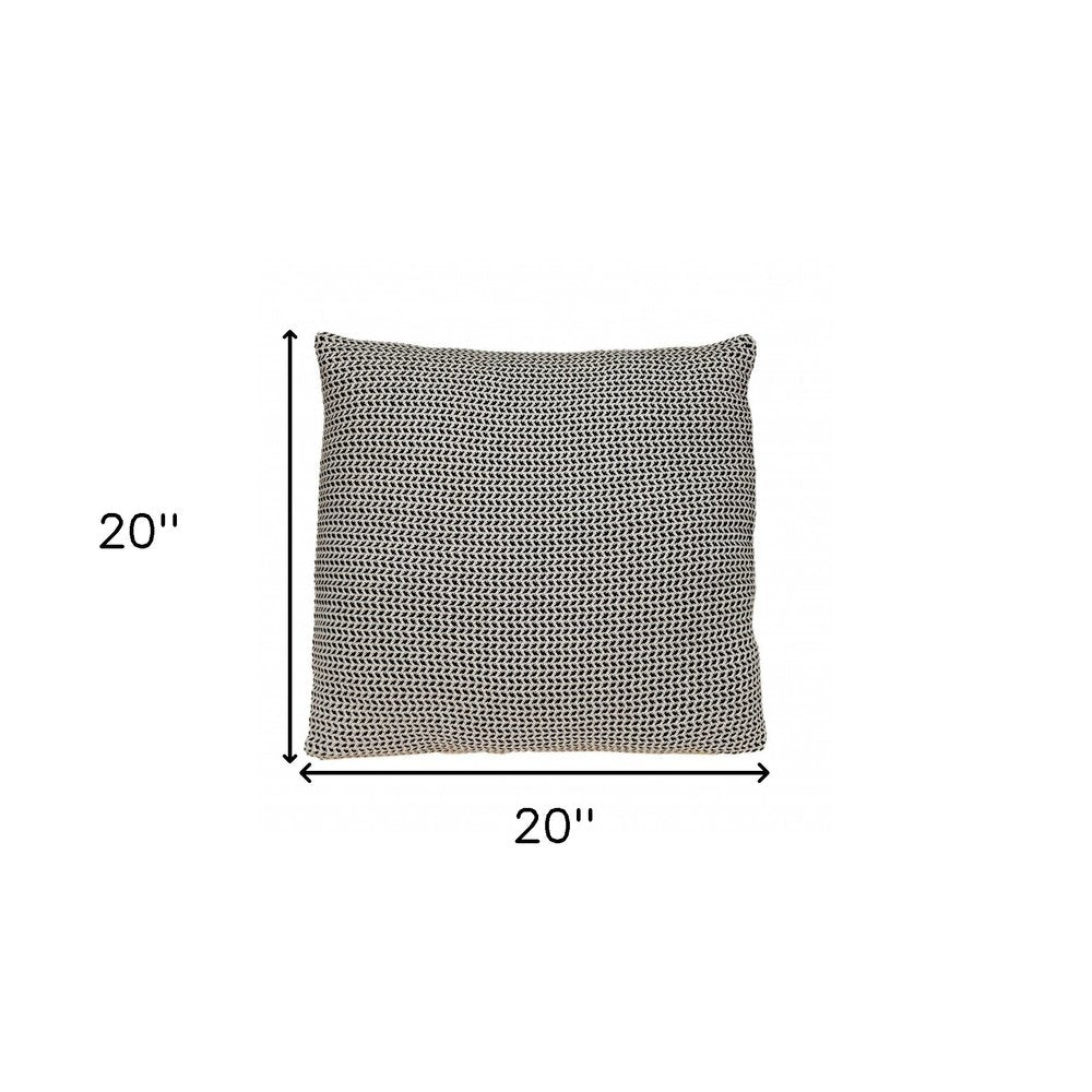 20" Beige And Black Chevron Cotton Throw Pillow