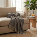 Brown and Taupe Striped Woven Handloom Throw
